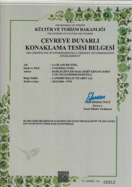 Çevreye Duyarlı Tesis Belgesi