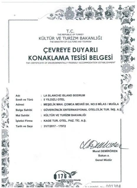 Çevreye Duyarlı Tesis Belgesi