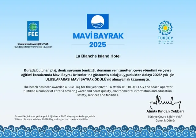 Mavi Bayrak Sertifikası 2025